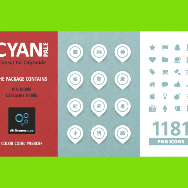 City Guide Iconset — Cyan Pale
