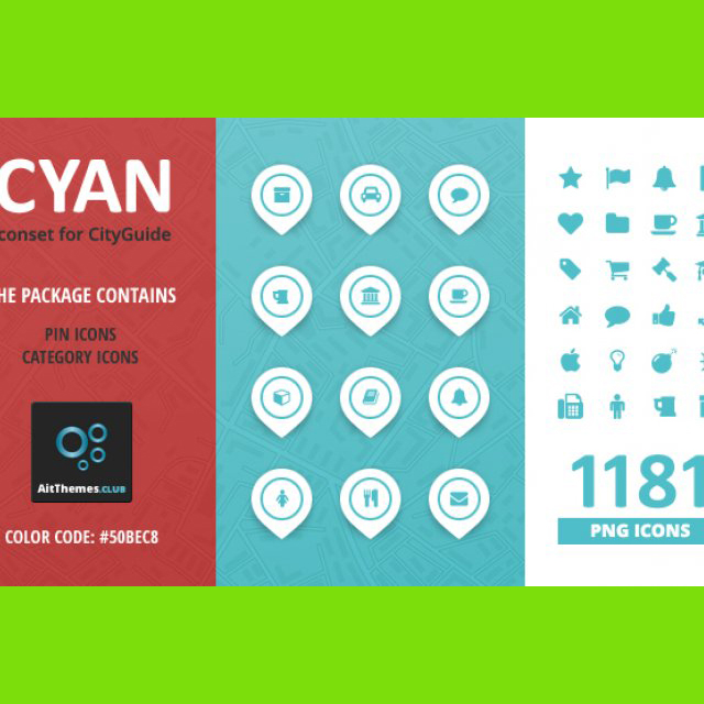 City Guide Iconset – Cyan