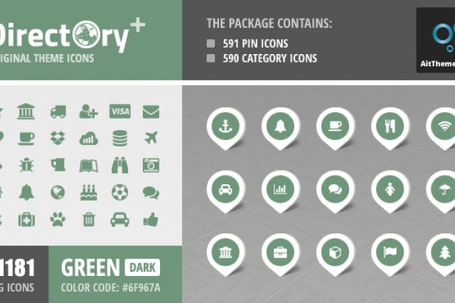 Directory+ Iconset – Green – Dark