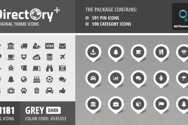 Directory+ Iconset – Grey – Dark